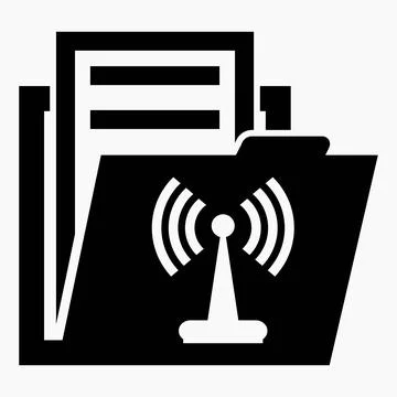 Folder and router icon. Illustration of connecting to a cloud service Illustrazione stock