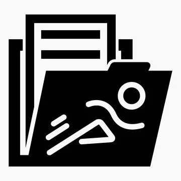 Folder and running man icon. Illustration of current documents. Stock Illustration
