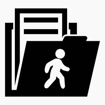 Folder and running man icon. Illustration of current documents. Illustrazione stock