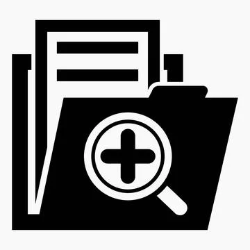 Folder and search icon. Illustration of the search for documents, Illustrazione stock