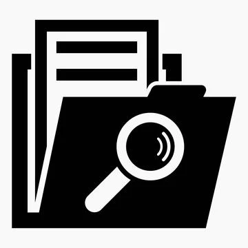 Folder and search icon. Illustration of the search for documents, files. Stock Illustration