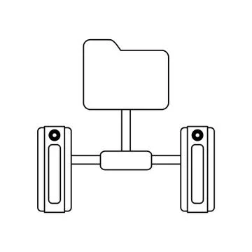 Folder and servers technology in black and white 库存插图