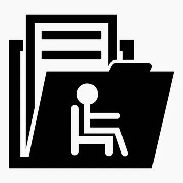 Folder and sitting man icon. Accounting for seats. Illustrazione stock