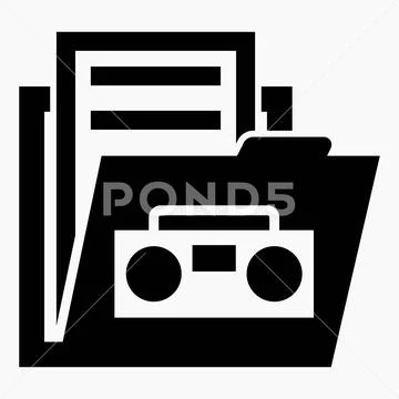 Folder and tape recorder icon. Collection of audio files: Royalty Free ...