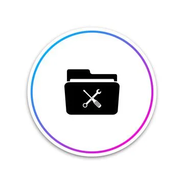 Folder and tools or settings icon isolated on white background. Folder with イラスト素材