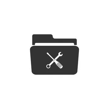 Folder and tools or settings icon isolated. Folder with wrench and screwdriver 스톡 일러스트
