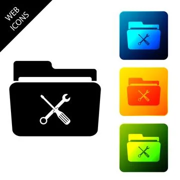 Folder and tools or settings icon isolated. Folder with wrench and screwdriver イラスト素材
