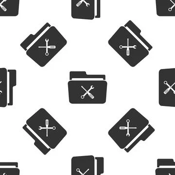 Folder and tools or settings icon seamless pattern on white background. Folder Illustrazione stock