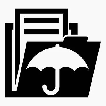 Folder and umbrella icon. Protection of documents. Illustrazione stock