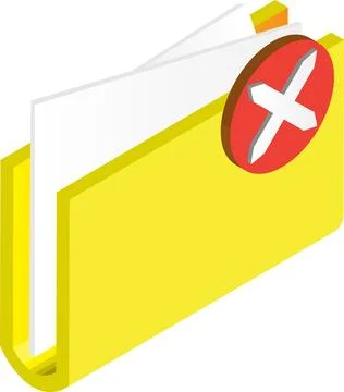 Folder and wrong mark illustration in 3D isometric style Stock Illustration