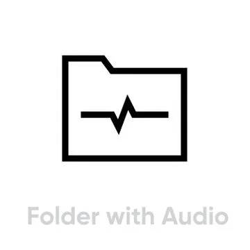 Folder with Audio abstract wave microphone icon. Editable line vector. イラスト素材
