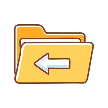 Folder back arrow. Yellow folder with a left arrow icon, symbolizing return.. Stock Illustration