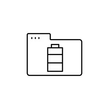 Folder battery icon. Simple line, outline vector of icons for ui and ux, website Stock Illustration