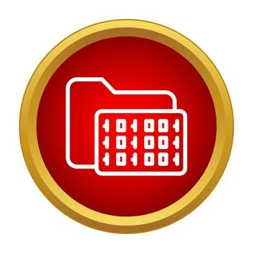 Folder with binary code storing digital information icon Illustrazione stock