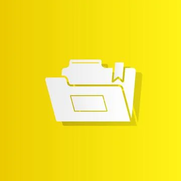 Folder with bookmark white icon with shadow Stock Illustration