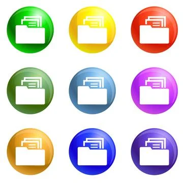 Folder briefcase icons set Stock Illustration
