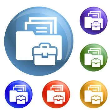 Folder briefcase icons set vector Stock Illustration