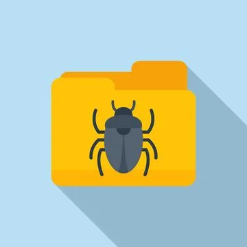 Folder bug icon flat vector. Fraud alert Stock Illustration