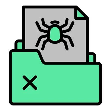 Folder bug icon outline vector. Internet data Stock Illustration