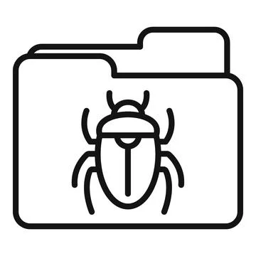 Folder bug icon outline vector. Fraud alert Stock Illustration