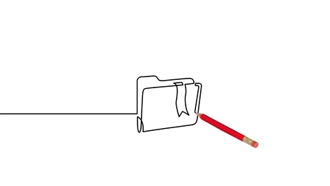 Folder-Business Bag- One Stroke Animation Drawn With Pencil Stock Footage 113904965