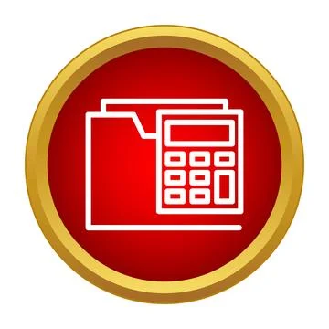 Folder with calculator creating financial data computing icon Stock Illustration
