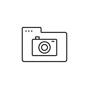 Folder camera icon. Simple line, outline vector of icons for ui and ux, website Stock Illustration