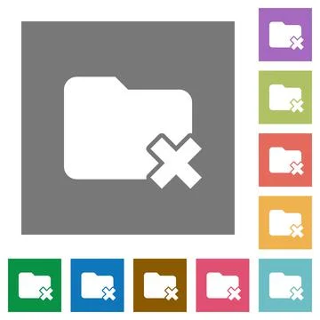 Folder cancel square flat icons 스톡 일러스트