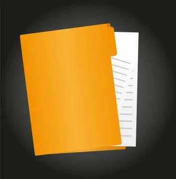 Folder cartoon with paper isolated over black background vector Stock Illustration
