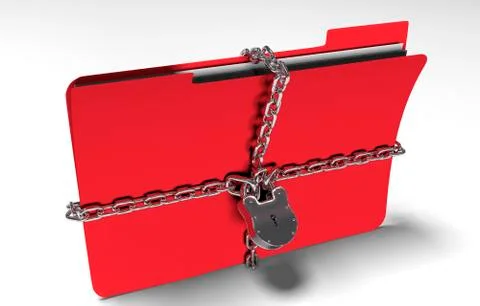 Folder with chain and padlock, hidden data, security, 3d render Illustrazione stock