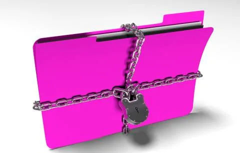 Folder with chain and padlock, hidden data, security, 3d render Stock Illustration