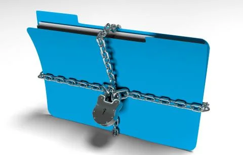 Folder with chain and padlock, hidden data, security, 3d render Stock Illustration