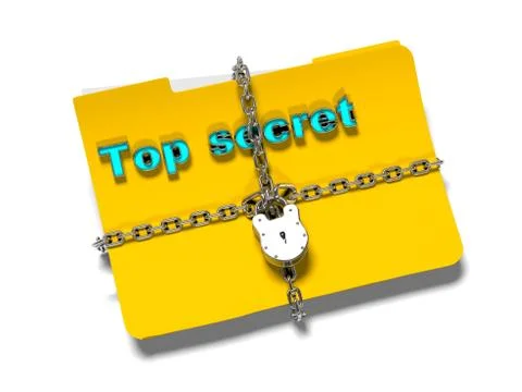Folder with chain and padlock, hidden data, security, 3d render Illustrazione stock
