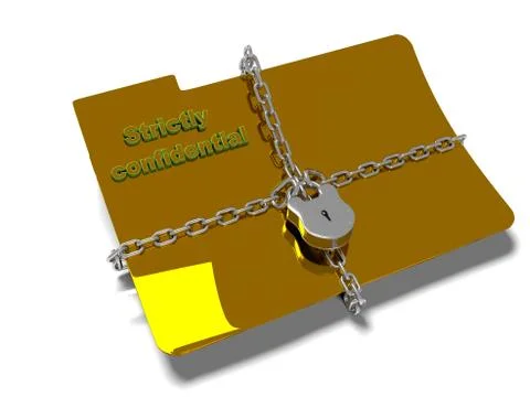 Folder with chain and padlock, hidden data, security, 3d render Stock Illustration