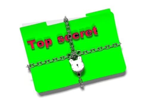 Folder with chain and padlock, hidden data, security, 3d render Stock Illustration