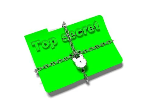 Folder with chain and padlock, hidden data, security, 3d render Stock Illustration