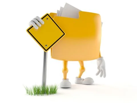 Folder character with blank road sign 스톡 일러스트
