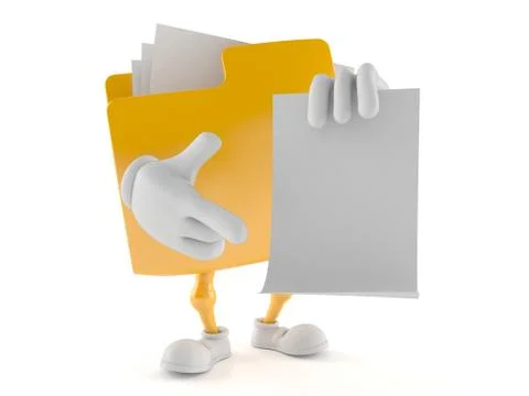 Folder character with blank sheet of paper Illustrazione stock
