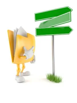Folder character with blank signpost 스톡 일러스트
