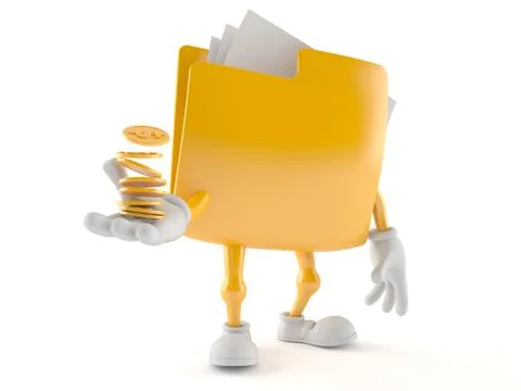 Folder character with coins Stock Illustration