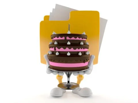Folder character holding cake Stock Illustration