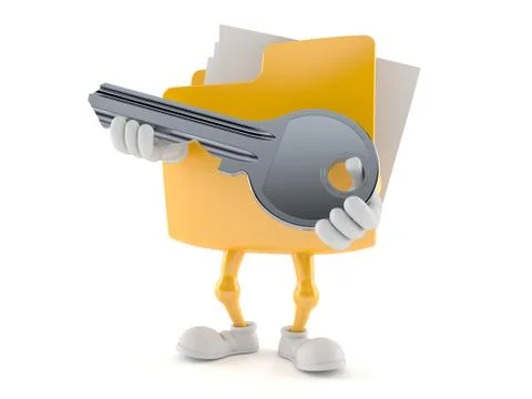 Folder character holding door key Stock Illustration
