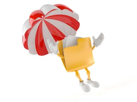 Folder character with parachute Stock Illustration