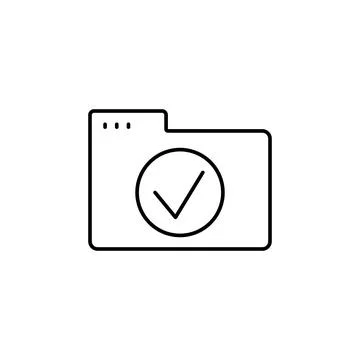 Folder check mark icon. Simple line, outline vector of icons for ui and ux Stock Illustration