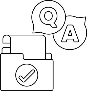 A folder with a check mark on it and a Q and A sign イラスト素材