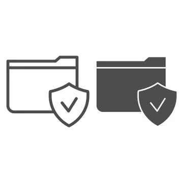 Folder with check mark line and glyph icon. Checked folder vector illustration Stock Illustration