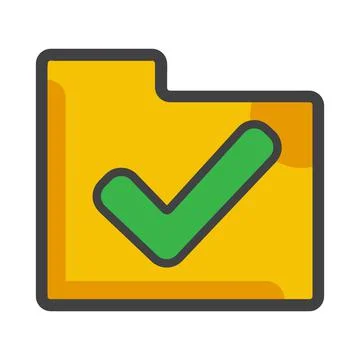 Folder with checkmark icon. folder illustration. Stock Illustration