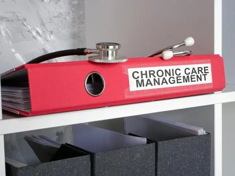 Folder with chronic care management documents. Stock Photos