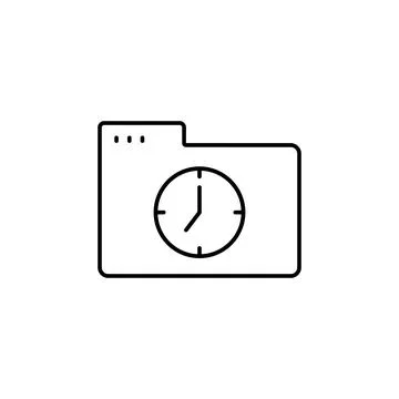 Folder clock icon. Simple line, outline vector of icons for ui and ux, website Stock Illustration
