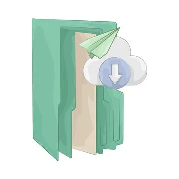 Folder with cloud Download 스톡 일러스트